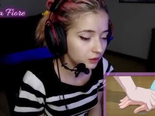 18yo youtuber gets oversexed watching hentai during the stream and masturbates - Emma Fiore