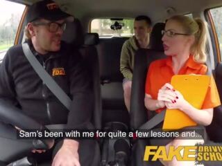 Fake Driving School Exam failure makes to grand captivating blonde car fuck